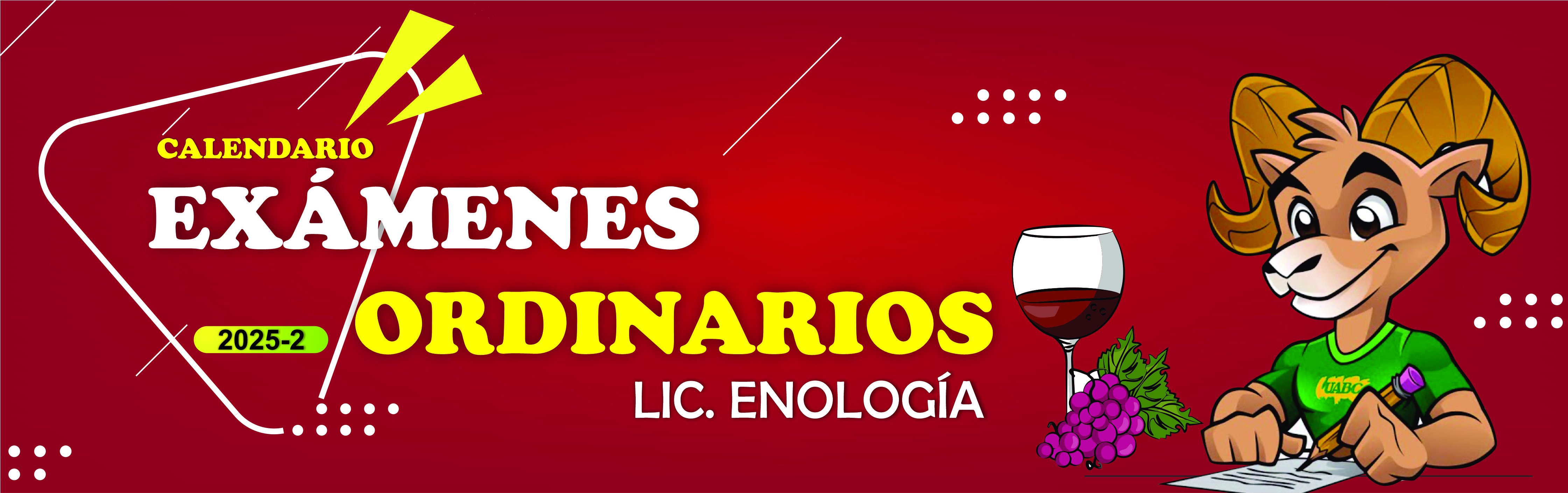 Calendario examenes ordinarios Enologia 2025-2